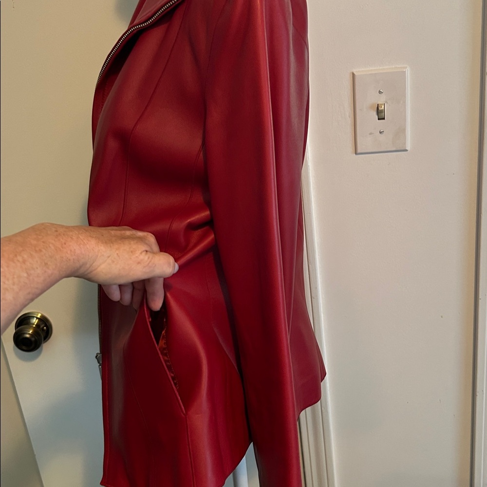 Cole Haan Red Leather Jacket - Picture 11 of 13